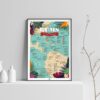 map of rum poster, rum Map of Caribbean Rums, light background