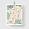 french cheese map poster, a french cheeses list by regions