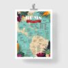 map of rum poster, rum Map of Caribbean Rums