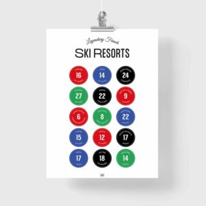 French Ski Resorts Poster, a ski slopes signs poster