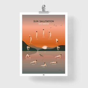 yoga poster - the 12 yoga poses poster of the sun salutation