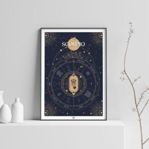 scorpio zodiac poster, Astrology Poster of zodiac sign poster, light frame
