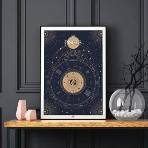 pisces zodiac poster, Astrology Poster of zodiac sign poster, dark background