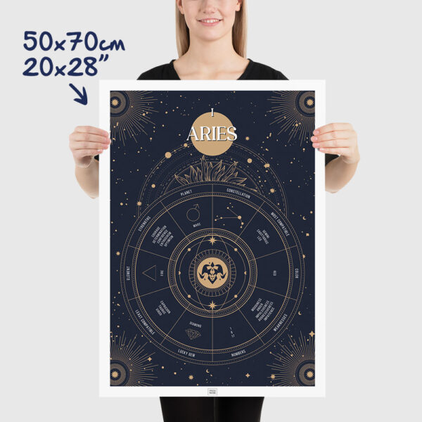 aries zodiac poster, Astrology Poster of zodiac sign poster, size 50x70cm, 20x28"