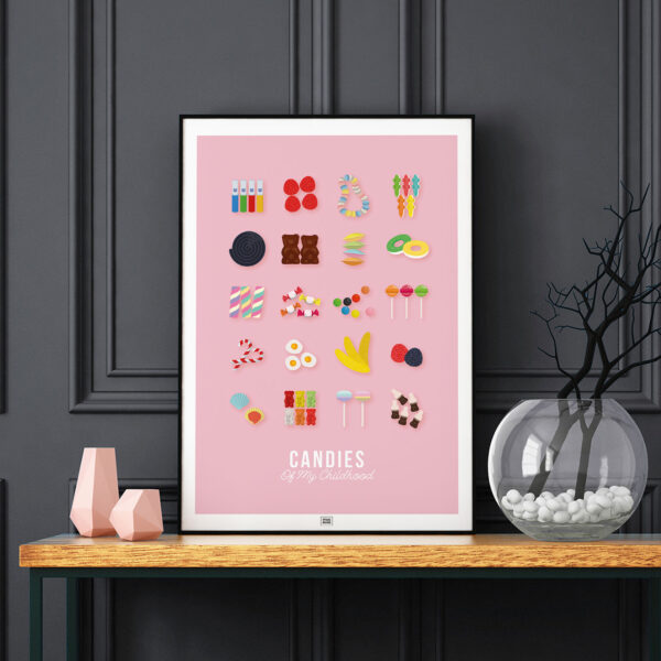 candy poster, sweets poster, dark background