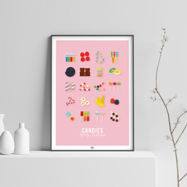 candy poster, sweets poster, on a light background