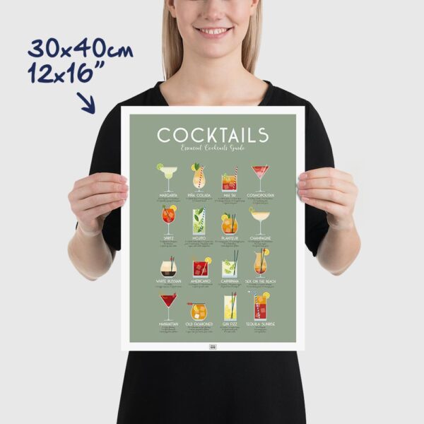 cocktail poster vintage, a mixology poster size 70x100cm, 28x40"