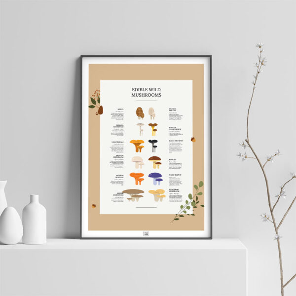 Edible Wild Mushrooms Poster light background