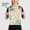 french cheese map poster, a french cheeses list by regions, size 30x40cm, 12x16"