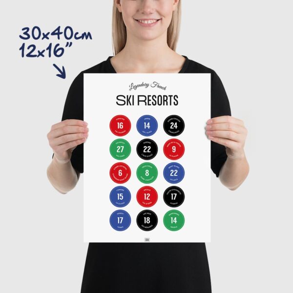 French Ski Resorts Poster, a ski slopes signs poster, size 30x40cm, 12x16"
