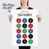 French Ski Resorts Poster, a ski slopes signs poster, size 50x70cm, 20x28"