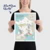 map of french wines, a France Map of Vineyards Wine Regions, size 30x40cm, 12x16"