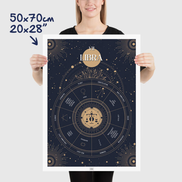 Libra zodiac poster, Astrology Poster of zodiac sign poster, size 50x70cm, 20x28"