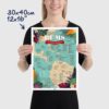 map of rum poster, rum Map of Caribbean Rums, size 30x40cm, 12x16"