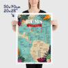 map of rum poster, rum Map of Caribbean Rums,size 50x70cm, 20x28"