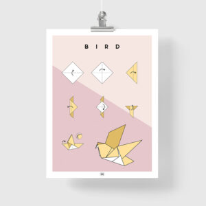 Origami bird poster
