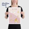 Origami bird poster size 30x40cm, 12x16"