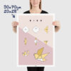 Origami bird poster size 50x70cm, 20x28"