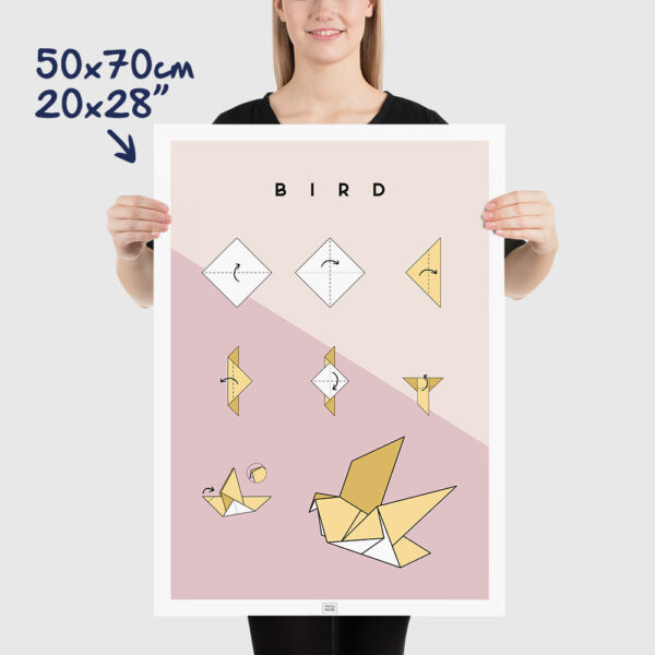 Origami bird poster size 50x70cm, 20x28"