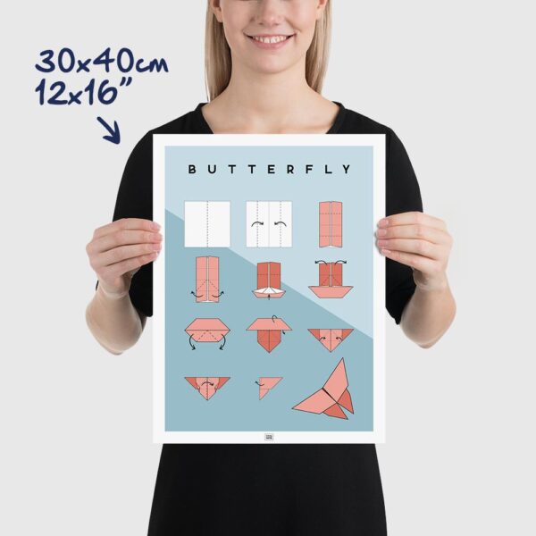 Origami butterfly poster size 30x40cm, 12x16"