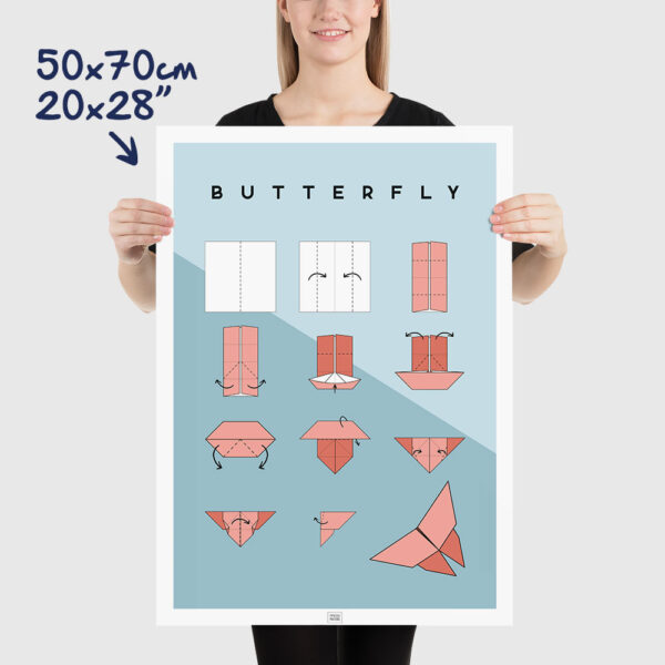 Origami butterfly poster size 50x70cm, 20x28"
