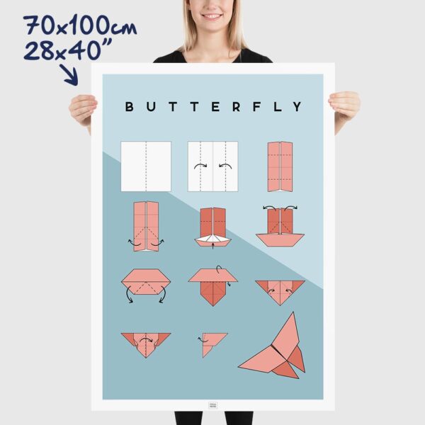 Origami butterfly poster size 70x100cm, 28x40"
