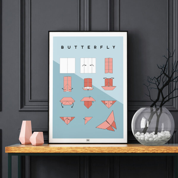Origami butterfly poster dark background
