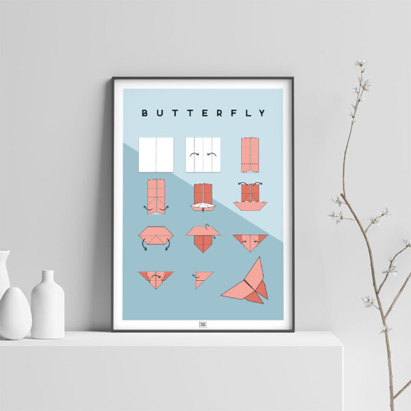 Origami butterfly poster light background