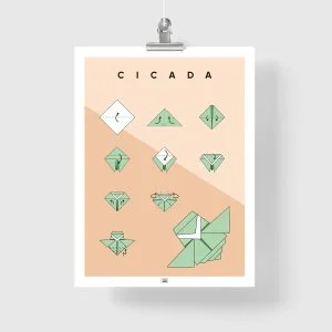 Origami cicada poster