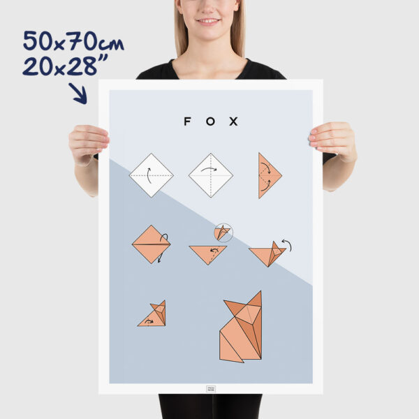 Origami fox poster size 50x70cm, 20x28"