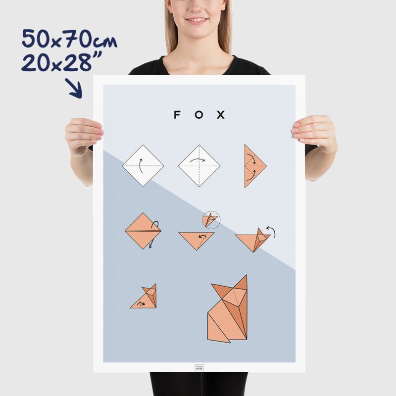 Origami fox poster size 50x70cm, 20x28"