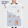 Origami fox poster size 70x100cm, 28x40"