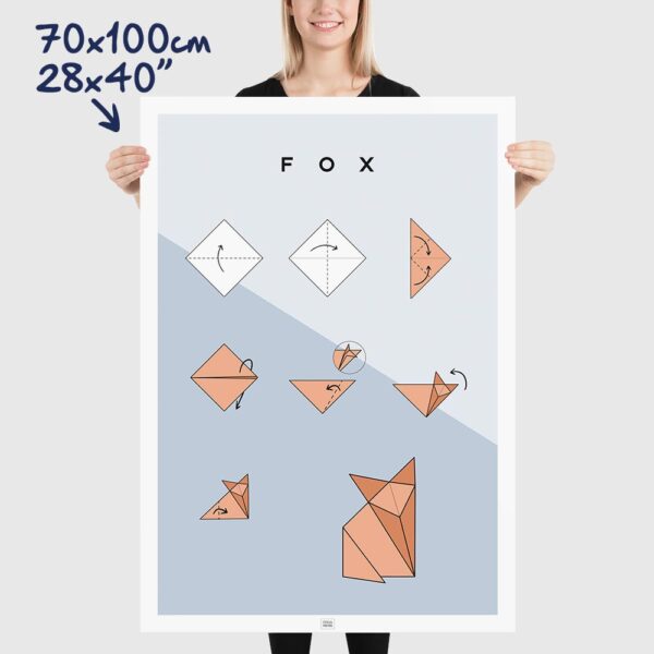 Origami fox poster size 70x100cm, 28x40"