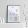 Origami fox poster light background