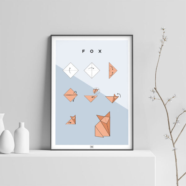 Origami fox poster light background