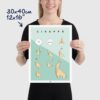 Origami giraffe poster size 30x40cm, 12x16"
