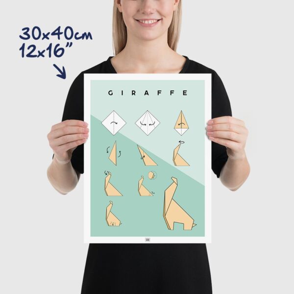 Origami giraffe poster size 30x40cm, 12x16"
