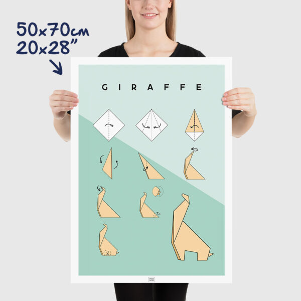 Origami giraffe poster size 50x70cm, 20x28"