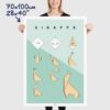 Origami giraffe poster size 70x100cm, 28x40"