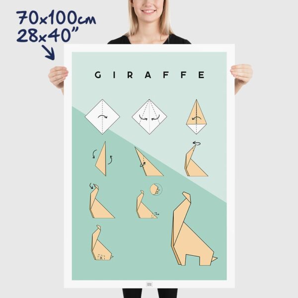 Origami giraffe poster size 70x100cm, 28x40"
