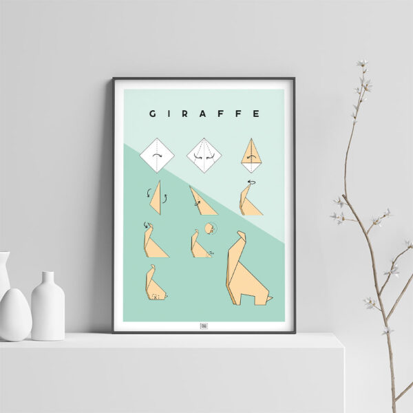 Origami giraffe poster light background