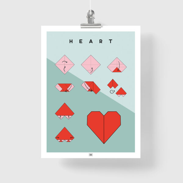 Origami heart poster