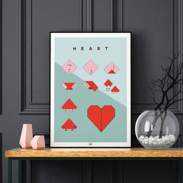 Origami heart poster dark background