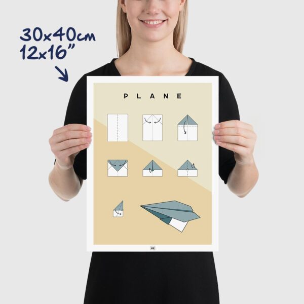 Origami plane poster size 30x40cm, 12x16"