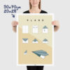 Origami plane poster size 50x70cm, 20x28"
