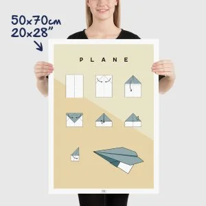 Origami plane poster size 50x70cm, 20x28"