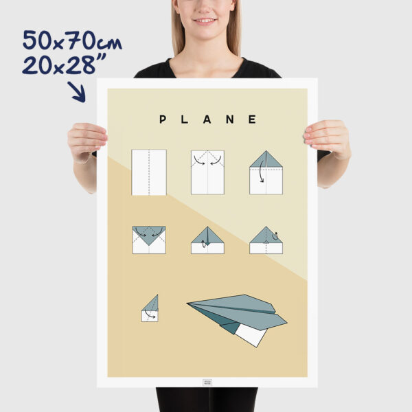 Origami plane poster size 50x70cm, 20x28"