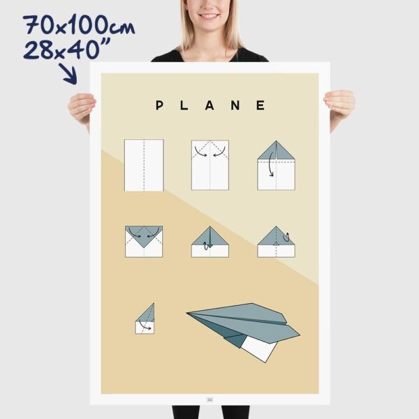 Origami plane poster size 70x100cm, 28x40"