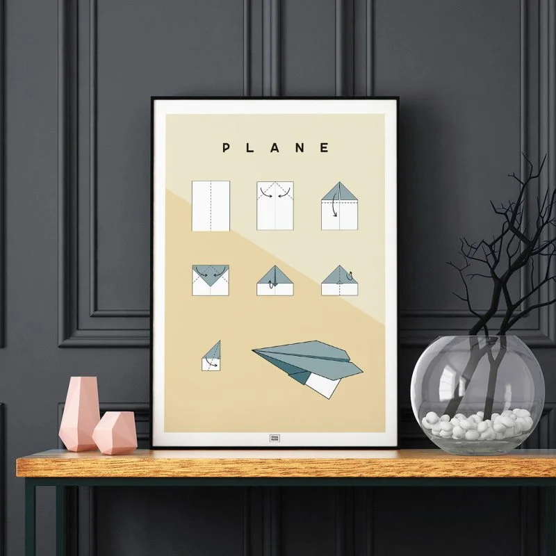 Origami plane poster dark background