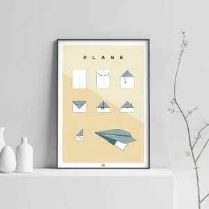 Origami plane poster light background